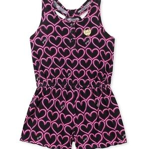 Juicy Couture Pink/Black Romper w/ Pink Neon Hearts EUC 2T